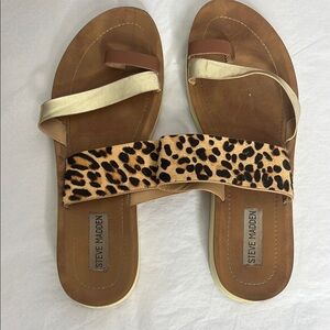 Steve Madden Leopard Print Sandals - Brown and Cream